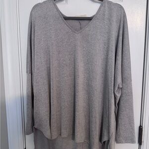 Gray V-Neck Women's Top
